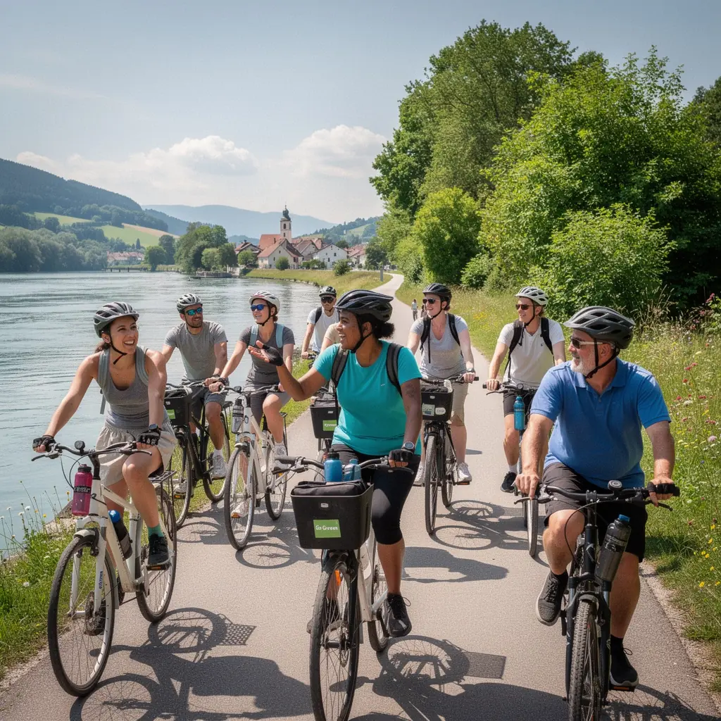 Eine Gruppe von Studenten diskutiert über nachhaltige Technologien in einem modernen Klassenzimmer.