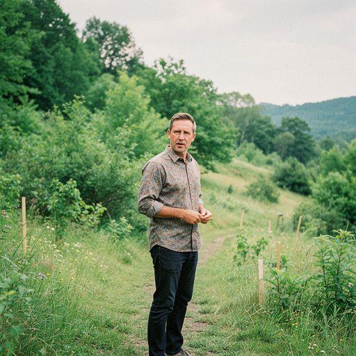 Ein Luftbild eines Windparks in den Alpen, das erneuerbare Energiequellen hervorhebt.